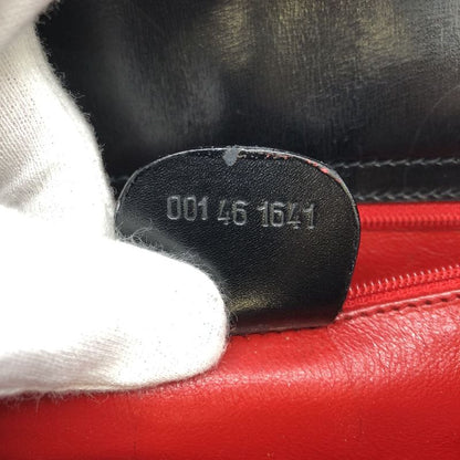 Gucci 001 46 1641 Shoulder Bag Tote Leather Black Women Men Vintage Fashion