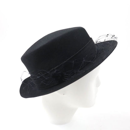 Christian DIOR 04dpn960g893 Logo Design With Tulle Lapin Felt Hat Black 57 Made