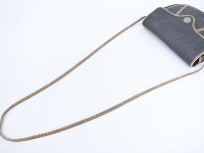 Authentic Christian DIOR Honeycomb Pattern Shoulder Bag Pochette PVC Black Bag