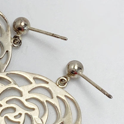 Chanel Camellia Earrings Silver Sv925 Box and Cloth Bag Included