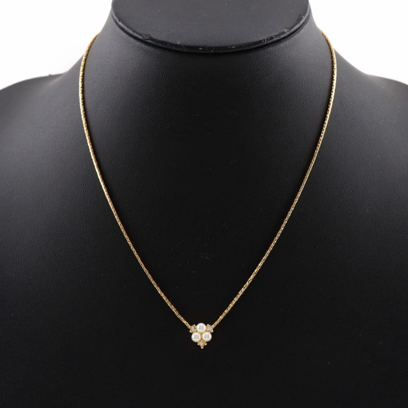 [dior] Christian Dior Gold Plated X Faux Pearl X Rhinestone Ladies 5g Necklace