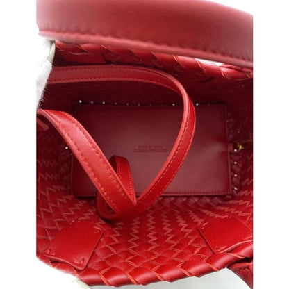 Bottega Veneta Shoulder Bag Cabas Small Size Red Leather With Pouch Bottega