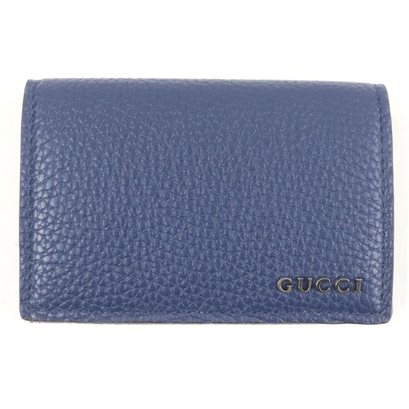 Gucci 771152 Logo Silver Hardware Bifold Leather Card Case Business Card Holder