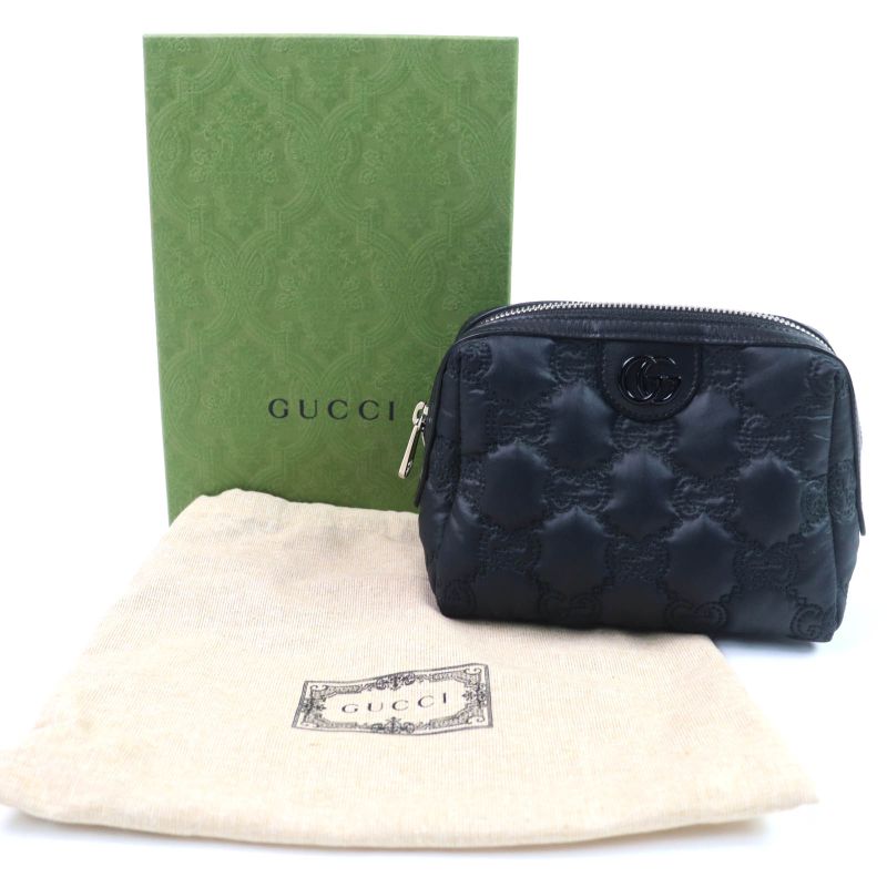 Gucci 72604 GG Marmont Makeup Pouch Small Pouch Black Purple With Box And