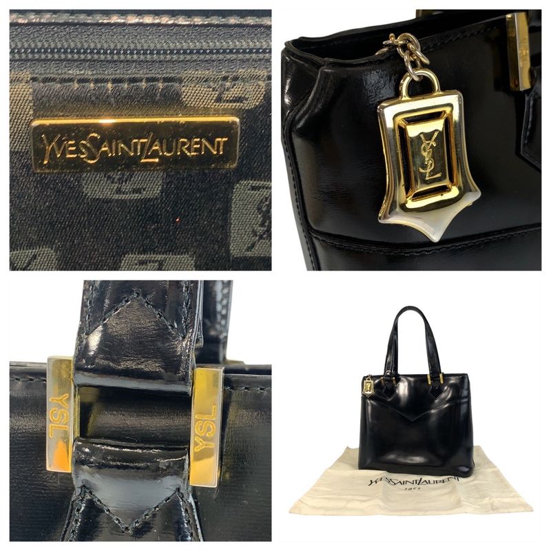 YVES Saint Laurent Yves Saint Laurent Vintage YSL Black Gold Hardware Leather