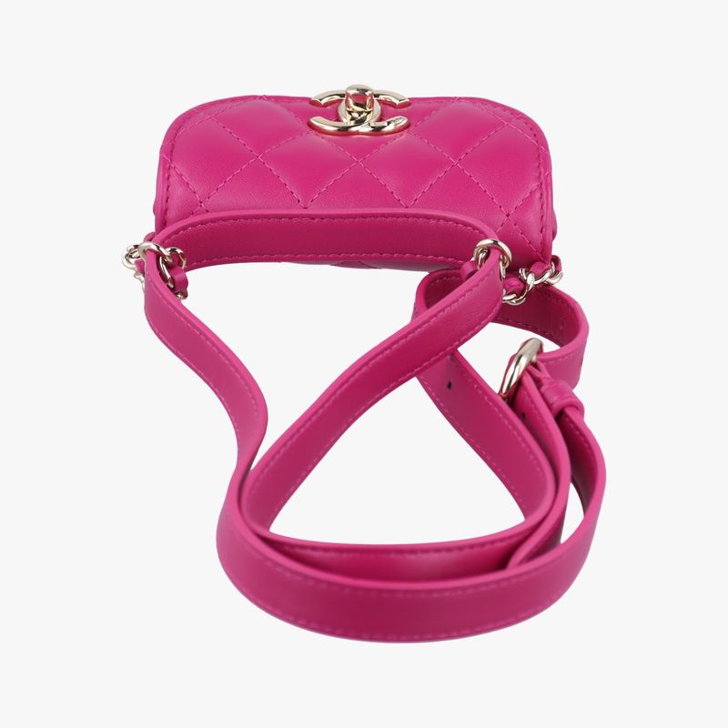 CHANEL  Matelasse Waist Coin Purse Purple Lambskin And Fabric Ap0743