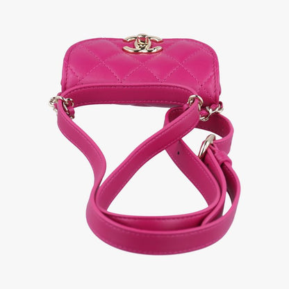 CHANEL  Matelasse Waist Coin Purse Purple Lambskin And Fabric Ap0743