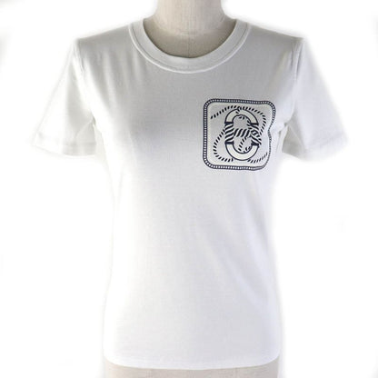 Hermes 2023 100% Cotton Chaine D'ancre Short Sleeve T-shirt White Navy 34 Made