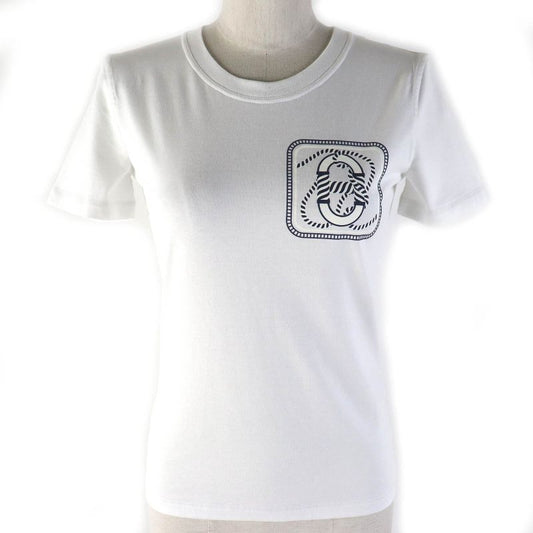 Hermes 2023 100% Cotton Chaine D'ancre Short Sleeve T-shirt White Navy 34 Made