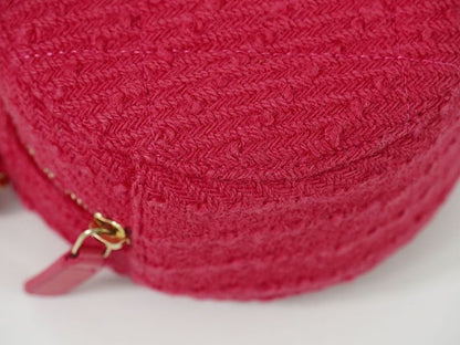 Authentic Chanel 19 Coco Mark Chain Mini Shoulder Bag Pochette Tweed Pink Coco