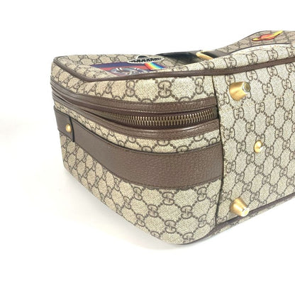 Gucci Boston Bag Angry Cat Snake Patch 424501 GG Supreme Canvas Beige