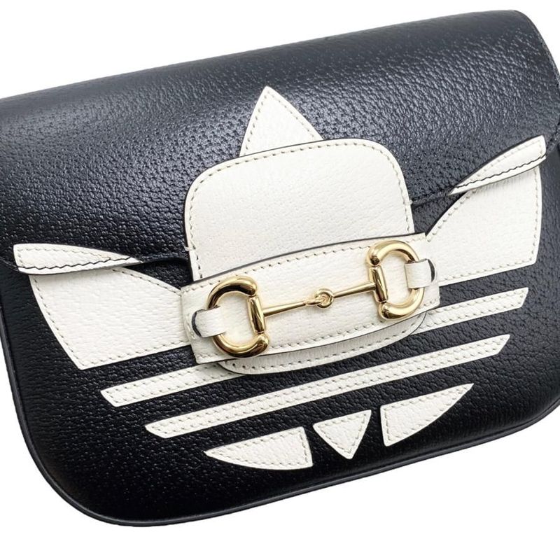 Gucci X Adidas Collaboration Shoulder Bag Horsebit Mini Bag 658574 Logo Black