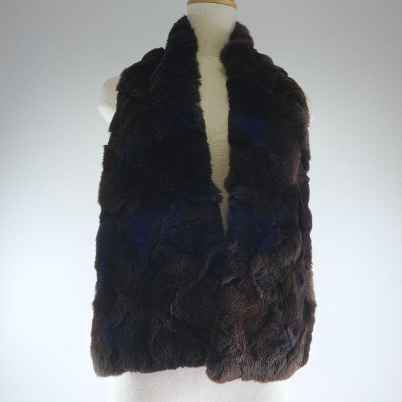 Chanel Rabbit Fur And Silk Black Women's Stole