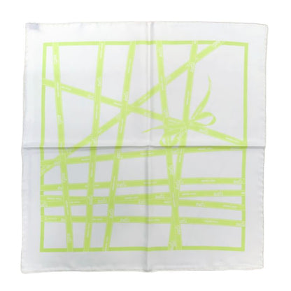 Hermes Scarf Carre 45 Borduc Green White 100% Silk