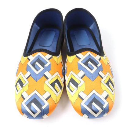 Gucci Geometric G All Over Logo Satin Room Shoes In Orange 37 With Box And