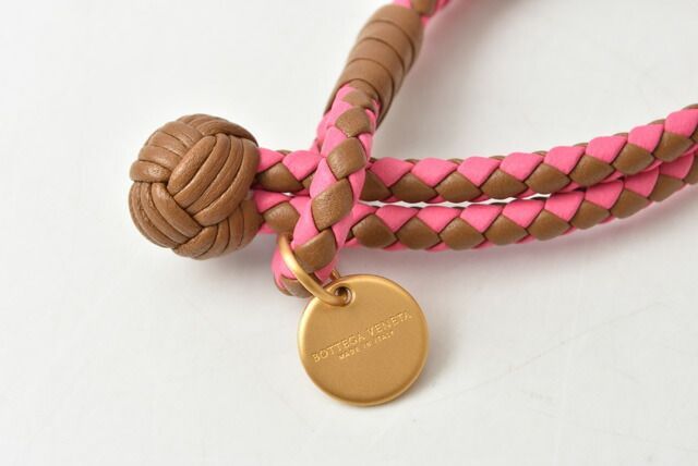 Bottega Veneta Bracelet Bangle Bottega Veneta Intrecciato Double Pink Brown