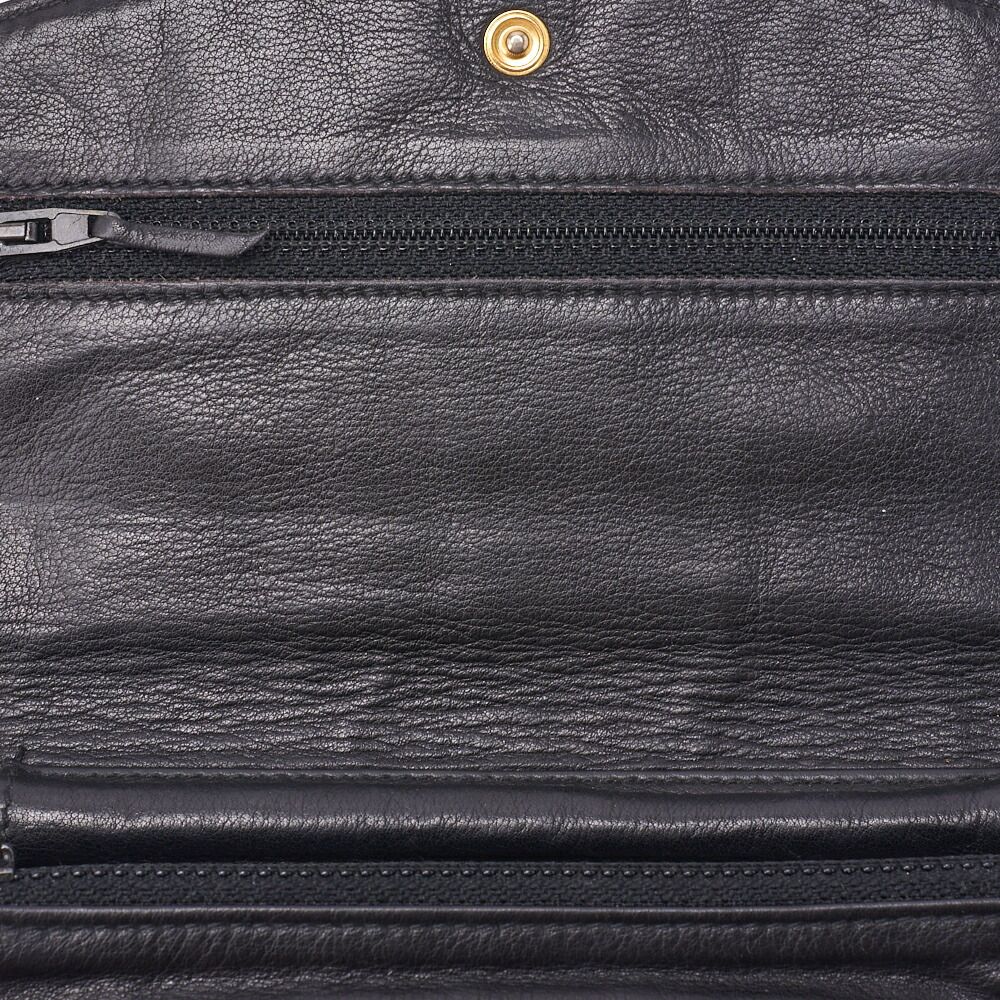 Chanel Shoulder Bag Chain Wallet Caviar Skin Black Silver Hardware Push Lock