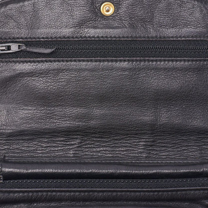 Chanel Shoulder Bag Chain Wallet Caviar Skin Black Silver Hardware Push Lock