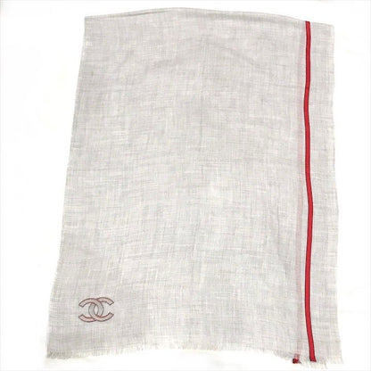 Chanel CC Logo Cashmere Blend Large Shawl Gray Scarf