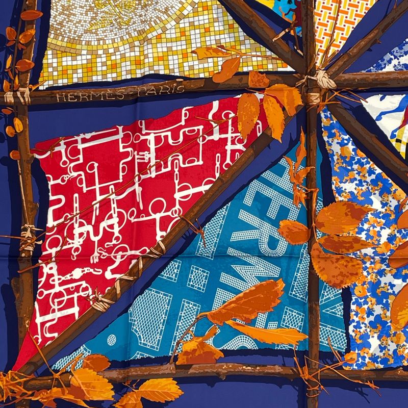 Hermes Carre 90 Chic Robinson LE Robinson CHIC Scarf Silk Blue