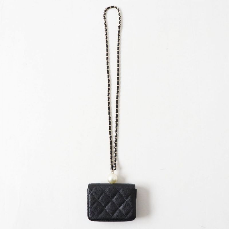 Unused CHANEL Ap2119 Caviar Skin Matelasse Coco Mark Flap Coin