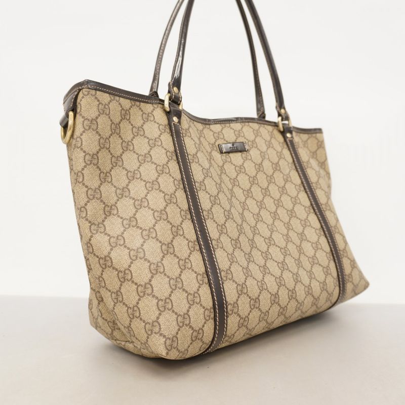 Gucci Tote Bag GG Supreme 197953 PVC Brown Gold Hardware Women's