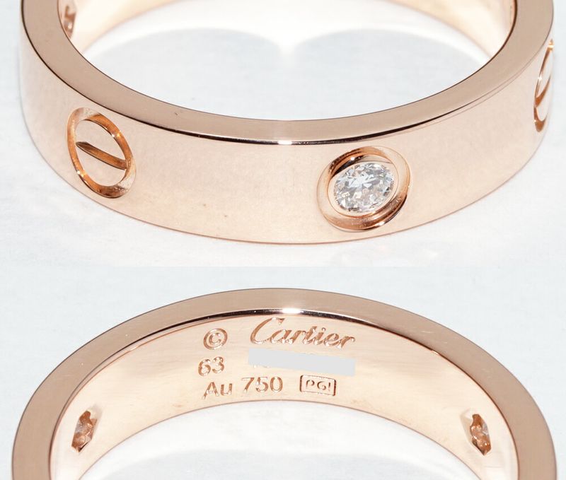 Cartier Ring 18K Pink Gold Diamond 3P (022ct) Love Ring Half Diamond B40875