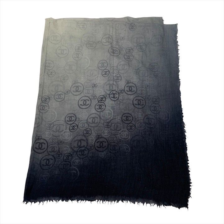 Chanel CC Logo Gradient Cashmere Large Shawl Scarf
