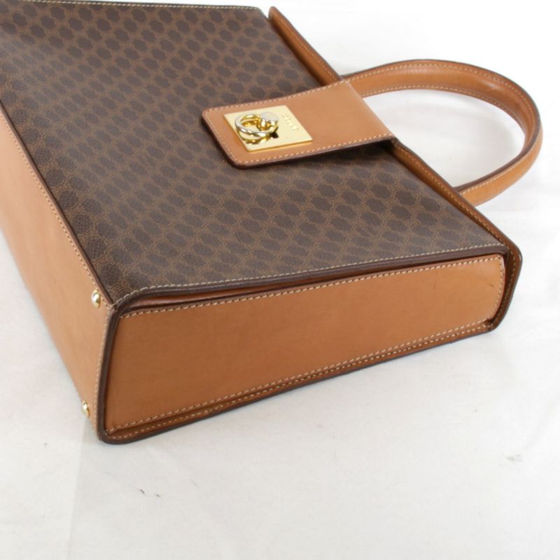 Celine Macadam Handbag Leather /PVC Brown
