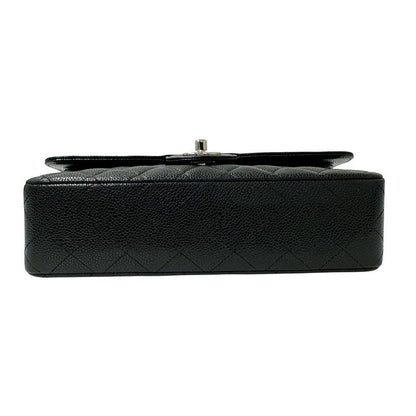 Chanel Bag Women's Brand Shoulder Bag Matelasse 25 Caviar Skin Black Silver