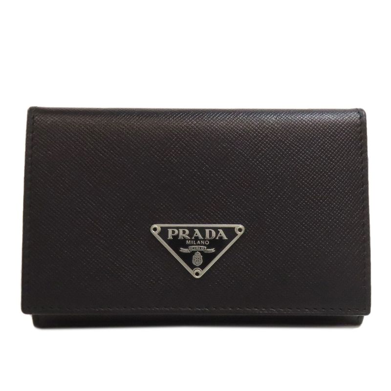 Prada M504a Business Card Holder Logo Hardware Card Case Saffiano Women