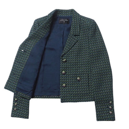 Chanel Skirt Suit Size 36 P56 P55 Lion Button Tweed Jacket Knee Length Skirt
