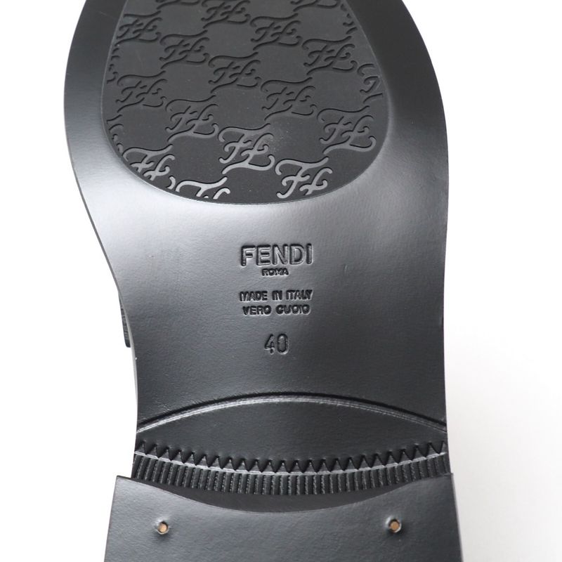 Fendi Loafers Size 40 Double F Zucca Logo Leather Shoes 20251027