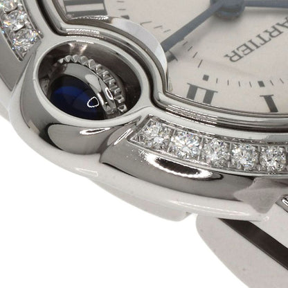 Cartier W4bb0015 Ballon Blue Bezel Diamond Wristwatch SS Ladies