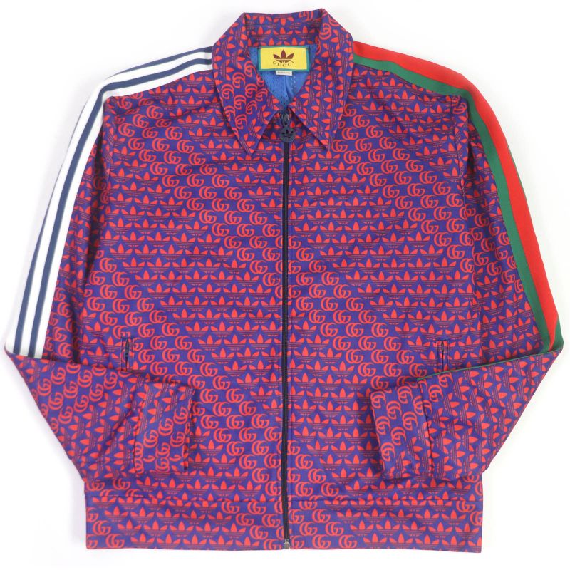 Gucci Adidas 692112 Double G Trefoil Sideline Jersey Track Jacket Blue Red L