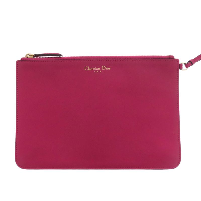 Christian DIOR Lady Dior 2WAY Handbag Calf Women Pink Leather Strap Crossbody
