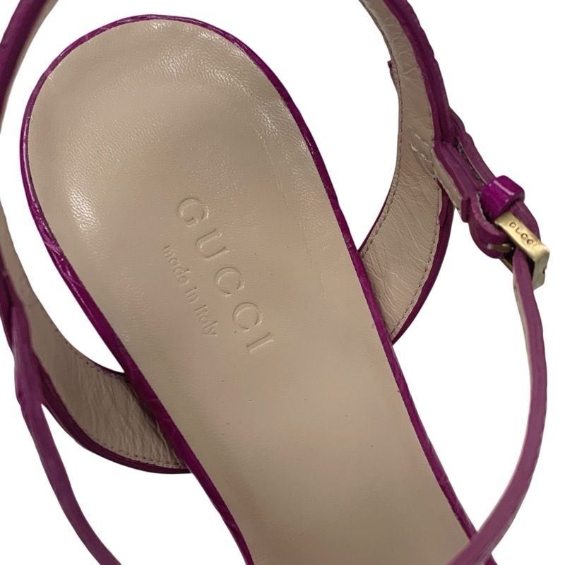 Gucci Double G Sandals Shoes Leather Purple Gold Ggmarmont Strap