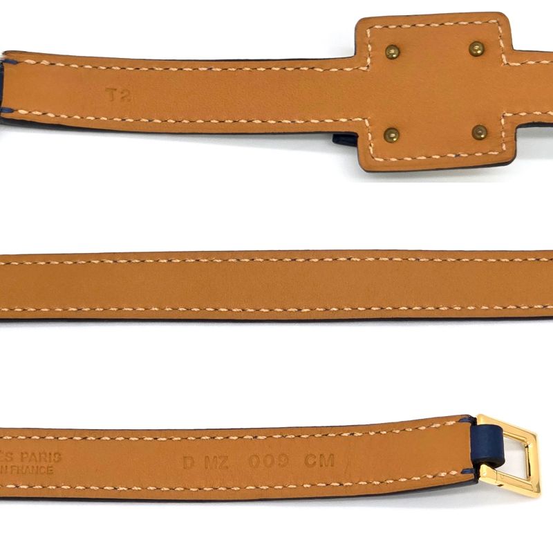 Hermes Auchelie Dubretour Leather Bracelet Double Winding T2 Approx 155cm