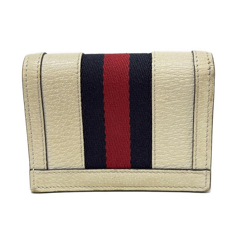 Gucci Bifold Wallet Ophidia 523155 Ivory And Navy And Red Leather
