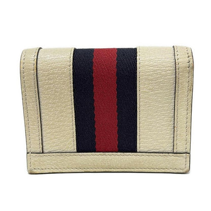 Gucci Bifold Wallet Ophidia 523155 Ivory And Navy And Red Leather