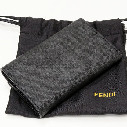 Fendi 6-stack Key Case Zucca PVC Canvas Black 8ap079 00vre F0xb8
