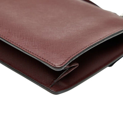 Prada Handbag Shoulder Bag 2WAY Bordeaux Wine Red Saffiano Leather Women Prada