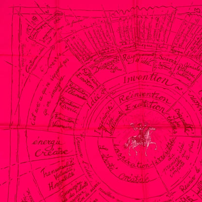 Hermes Carre 90 Dea's Birth Silk Scarf Pink