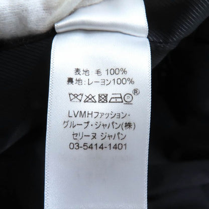 Celine 2 8T43 460A 100% Wool Front Open Crombie Coat Black 34 Made In France