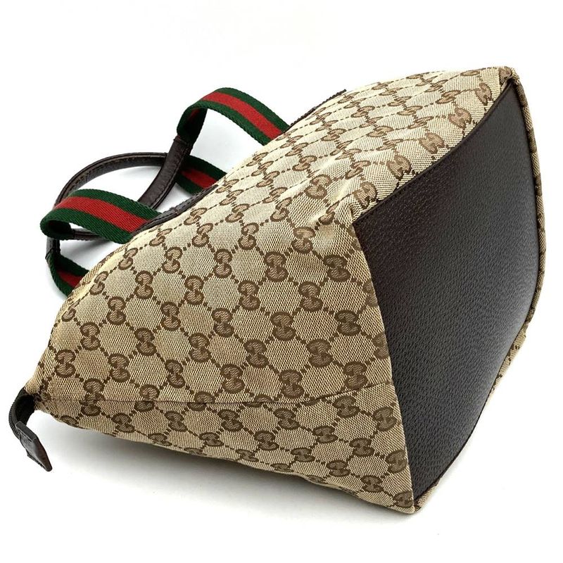 Gucci 131229 Handbag Beige And Brown GG Canvas Sherry Line Ladies Men