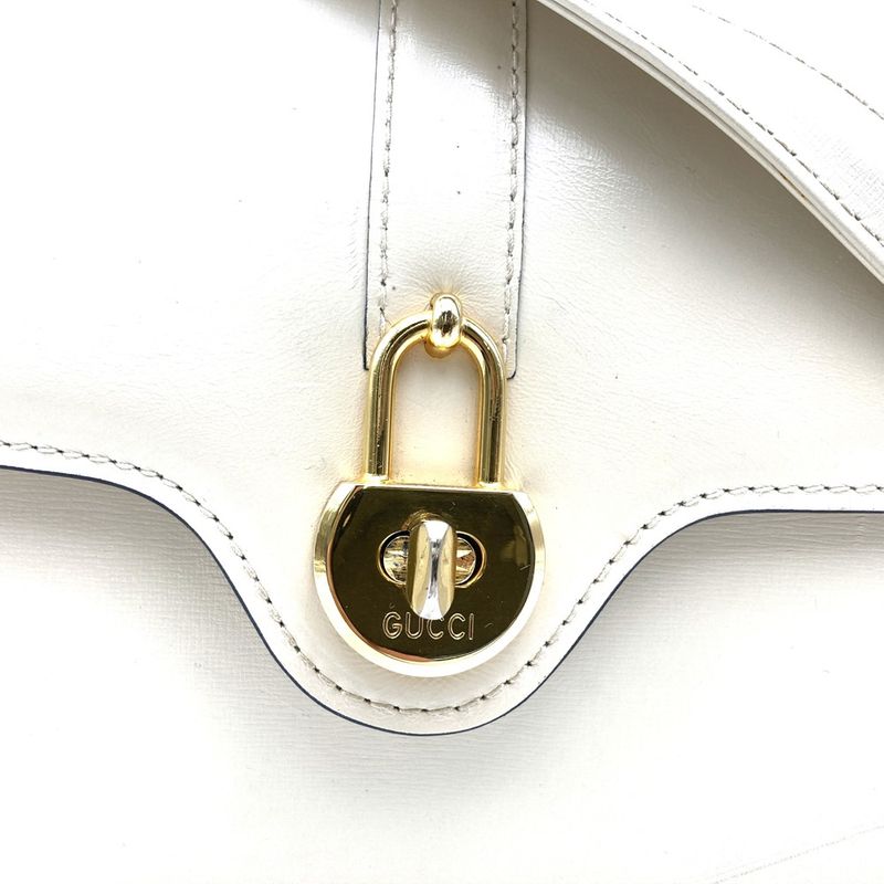 Gucci Shoulder Bag Leather White Vintage Old Gucci Women's