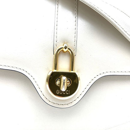 Gucci Shoulder Bag Leather White Vintage Old Gucci Women's