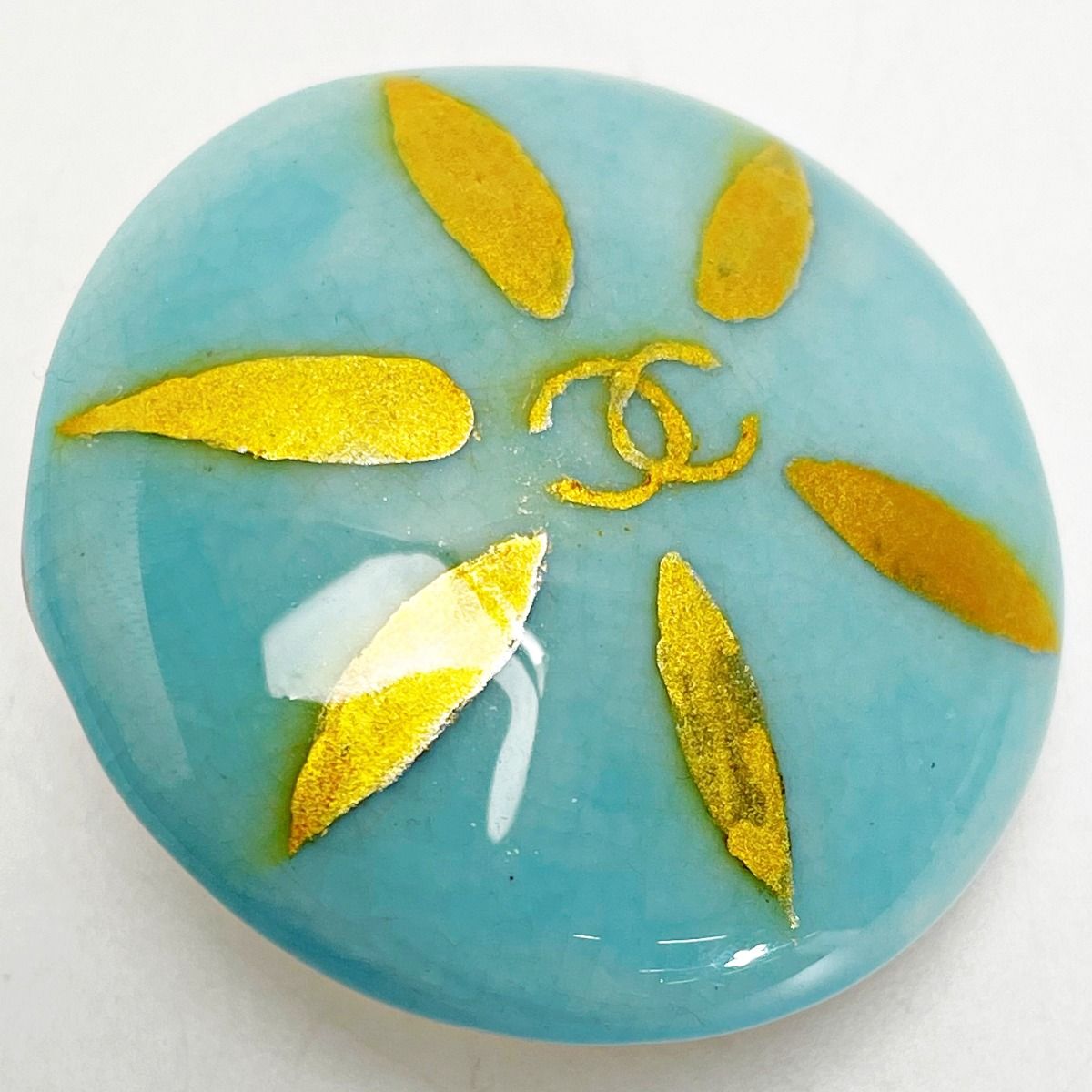 Chanel Coco Mark Light Blue Earring Pottery GP Vintage Ladies Accessories