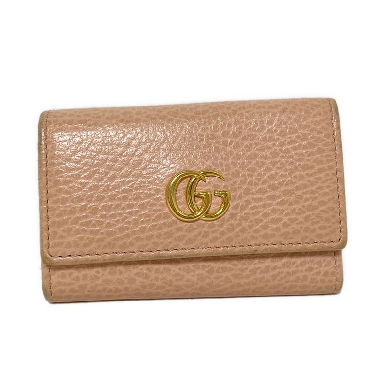 Gucci Key Case GG Marmont 456118 Pink Beige 6 Hooks Leather