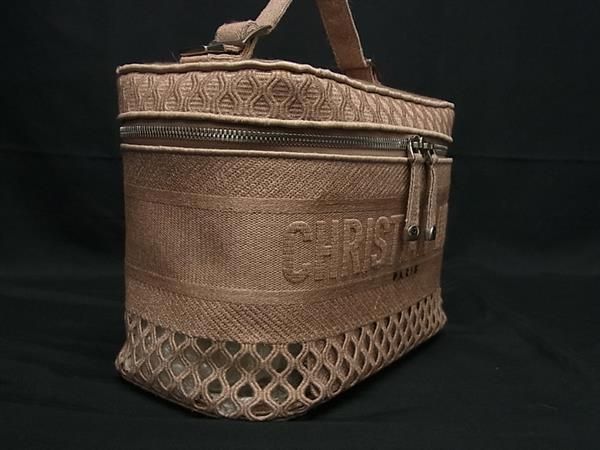 Christian Dior Christian Dior Canvas Handbag Vanity Bag Makeup Pouch Pink